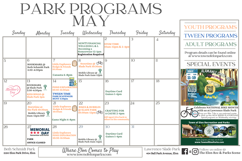 Park Program Calendar May 2024